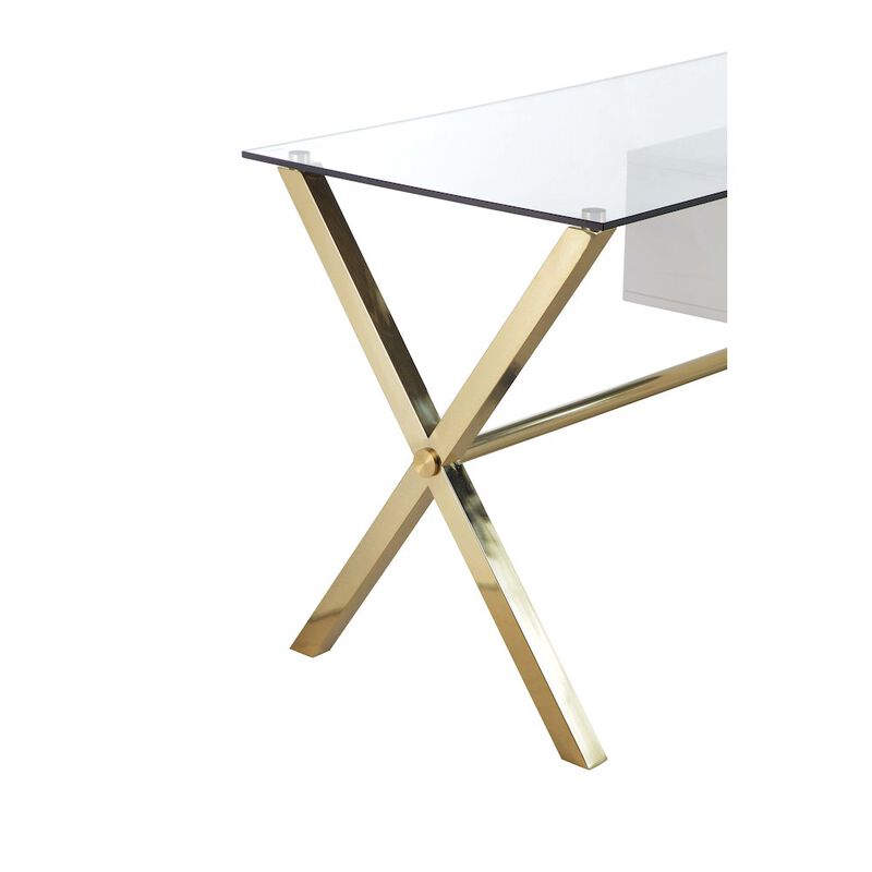 Pangea Home Gold Beverly Desk Small White