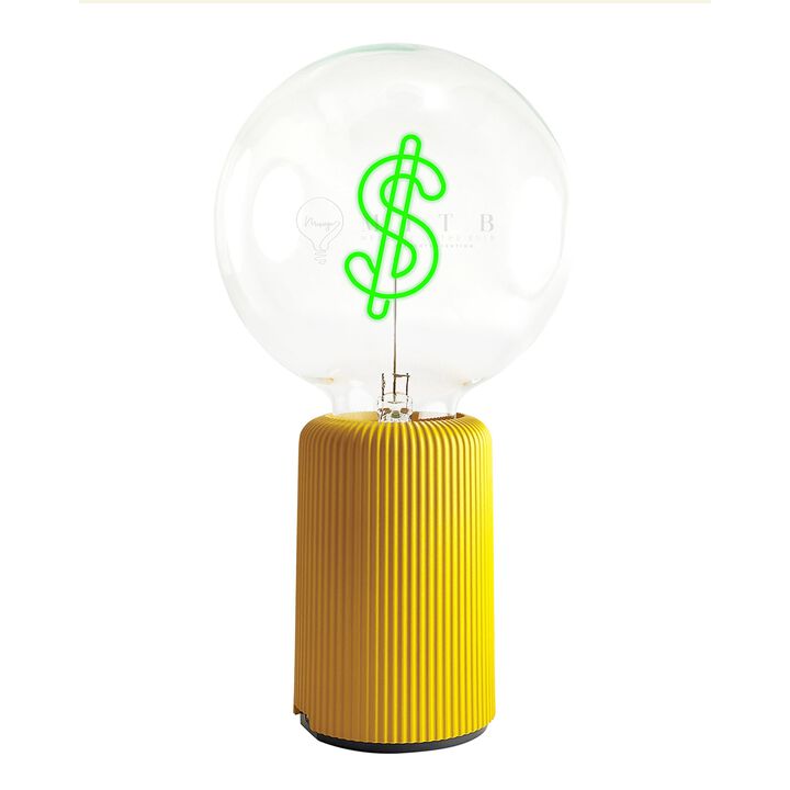 Bulb DOLLAR Green with Base Table Lamp PORTABLE Pop