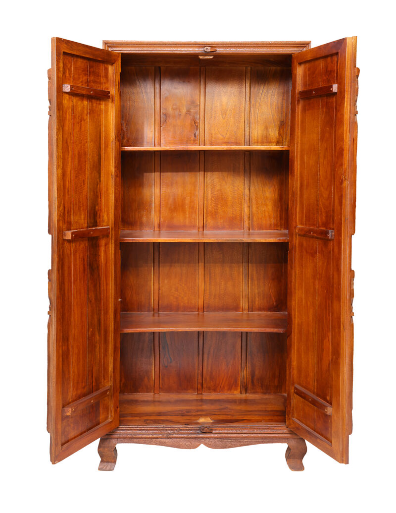 Brown Antique Tree of Life Solid Wood Armoire image number 3