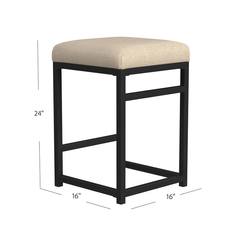 Toko Backless Counter Height Stool, Brown Polyester Industrial Black image number 4