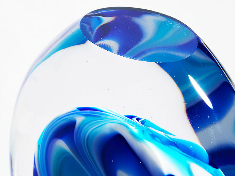Hand Blown Swirl Wave Tear Drop Sommerso Art Glass Sculpture