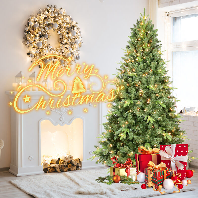 Whisen 4FT Pre-Lit Christmas Tree with 200 UL Warm White Lights &ndash; Classic Green Tree with 636 PE+PVC Tips, Hinged Branches for Easy Setup, Sturdy Metal Stand, Realistic Full Look image number 2