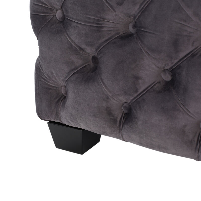 Christopher Knight Home Kipp Modern Glam Velvet Button Tufted Upholstered Square Ottoman image number 8