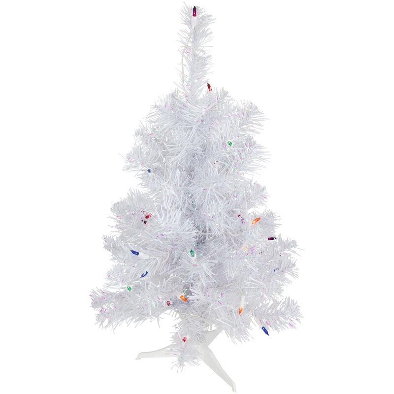 2' Pre-lit Rockport White Pine Artificial Christmas Tree  Multi Lights