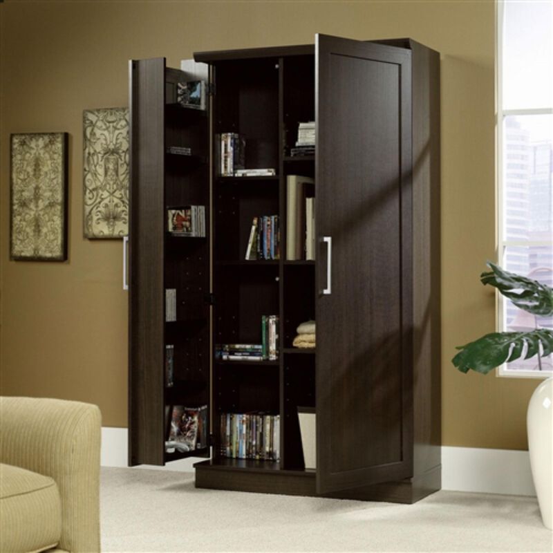 Hivvago Bedroom Wardrobe Cabinet Storage Closet Organizer in Dark Brown Oak Finish