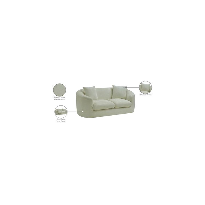Meridian Furniture Penelope Mint Chenille Fabric Loveseat
