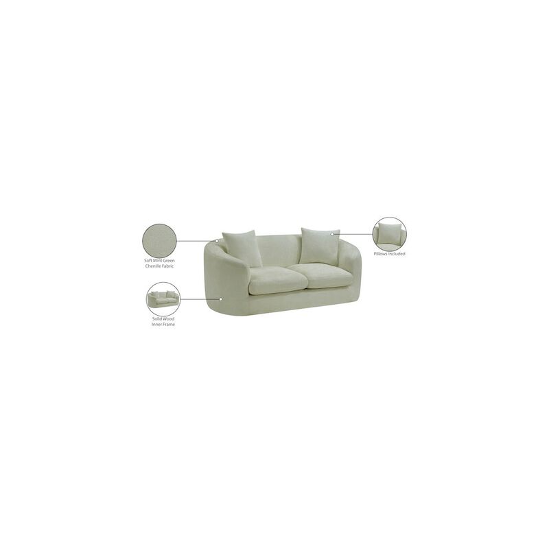 Meridian Furniture Penelope Mint Chenille Fabric Loveseat