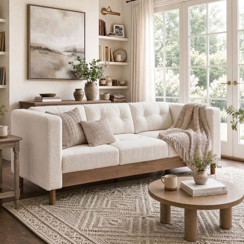 Jubpaf 78" Modern 3 Seater Sofa Chenille image number 4