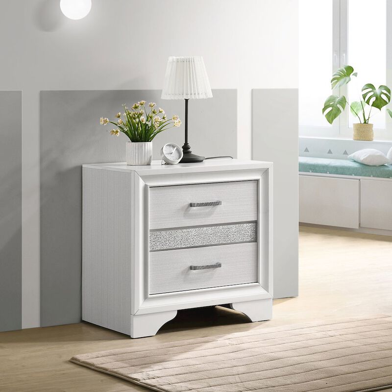 Plethoria Home White 2-drawer Nightstand with Hidden Jewelry Tray