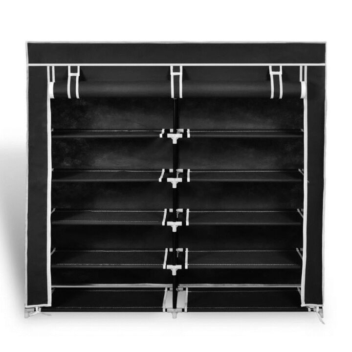 vidaXL Fabric Shoe Cabinet with Cover 45" x 11" x 43" Black