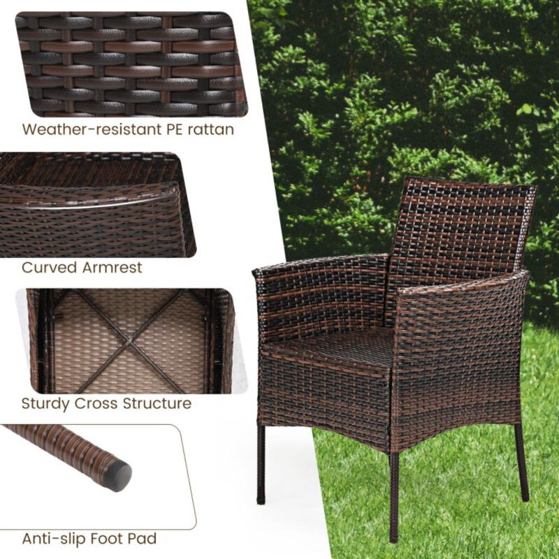Hivvago 2 Pieces Outdoor PE Rattan Armchairs with Removable Cushions
