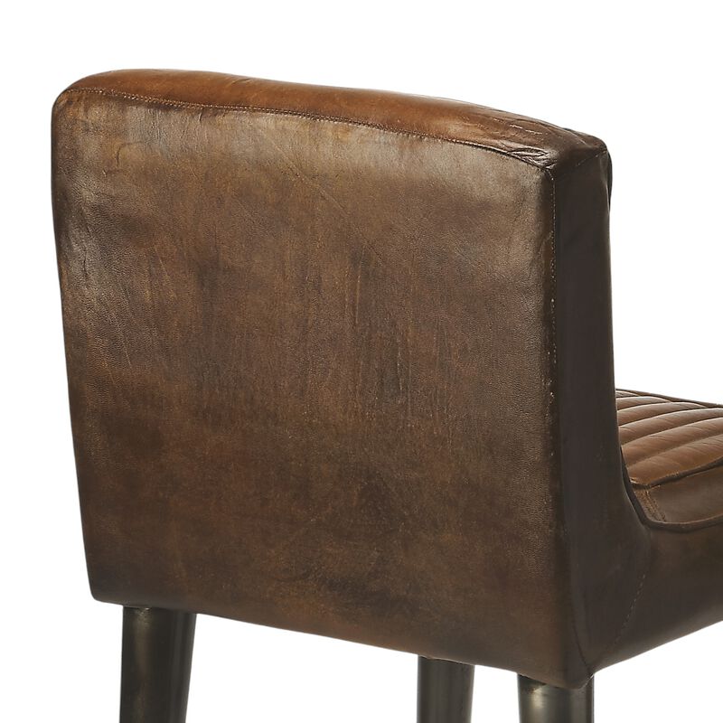 Hivvago 32 Inch Brown and Black Manufactured Wood and Iron Bar Chair