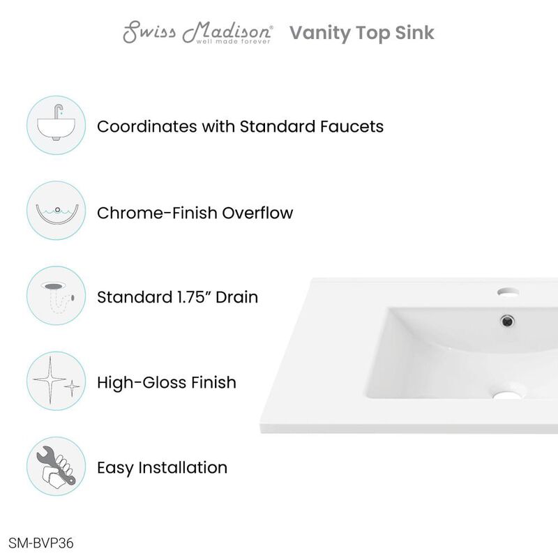 Swiss Madison 36.5 Ceramic Vanity Sink Top image number 1