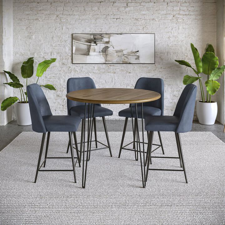 Jofran Mid-Century Modern Faux Leather Upholstered Counter Height Barstool (Set of 2)