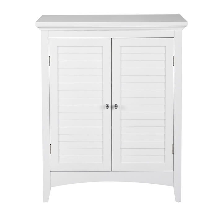 Teamson Home Glancy Two Shutter Doors Wooden Storage Stand  Floor Cabinet White