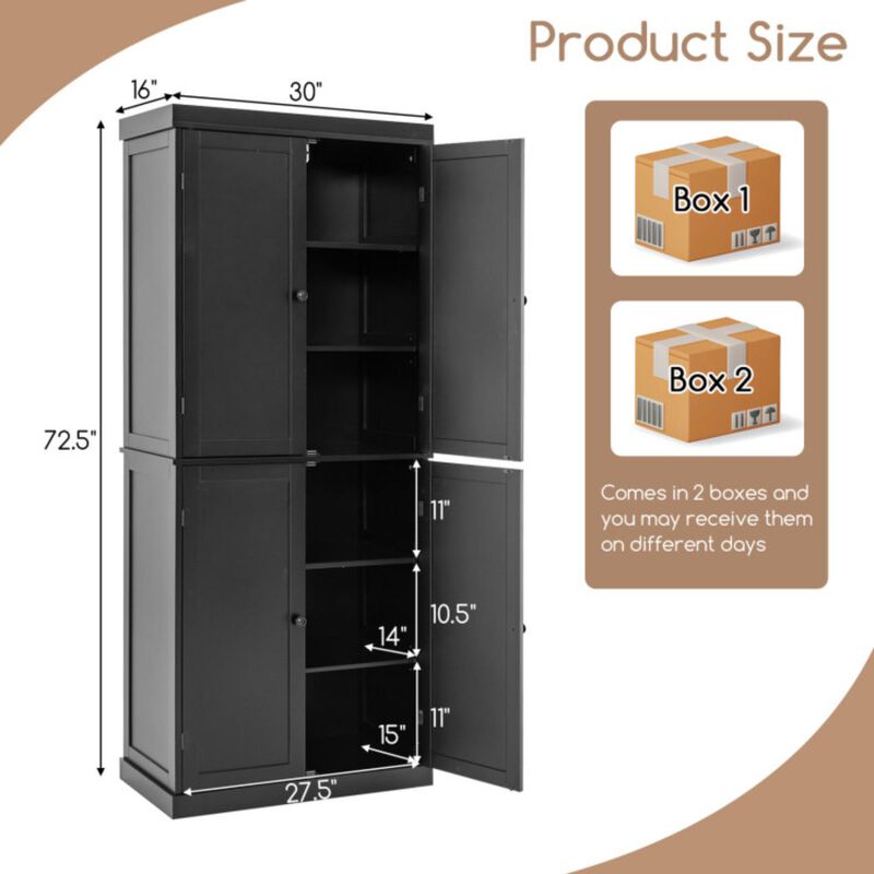 Hivvago 72.5" Tall Buffet Cabinet with 6-Tier Shelves and 4 Doors