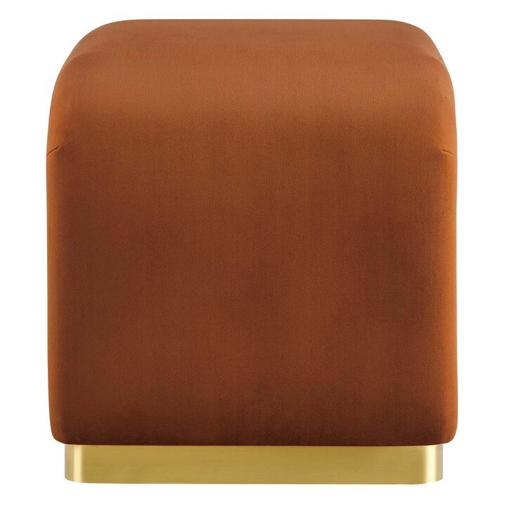 Modway Koda 24" Performance Velvet Upholstered Waterfall Stool or Side Table in Brass Rust, 24 Inches