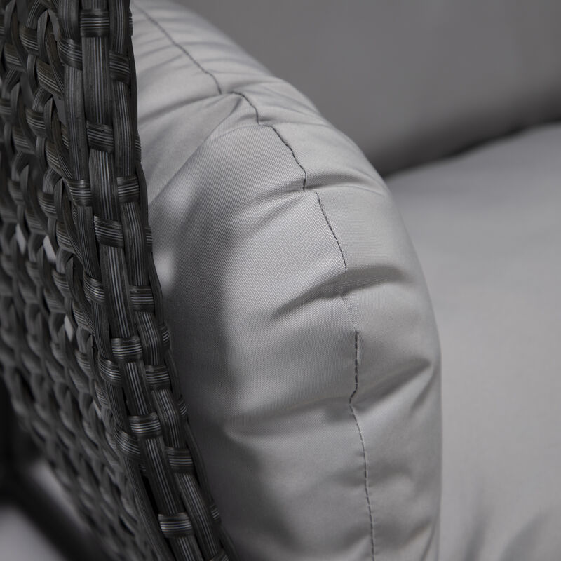 LeisureMod Mendoza Charcoal Modern Wicker Hanging 2 person Egg Swing Chair Removable Cushion image number 4