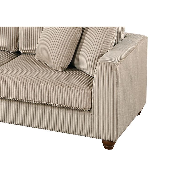 Zeo 2pc Oversize Sectional Sofa and Chaise, Taupe Brown Corduroy - Benzara