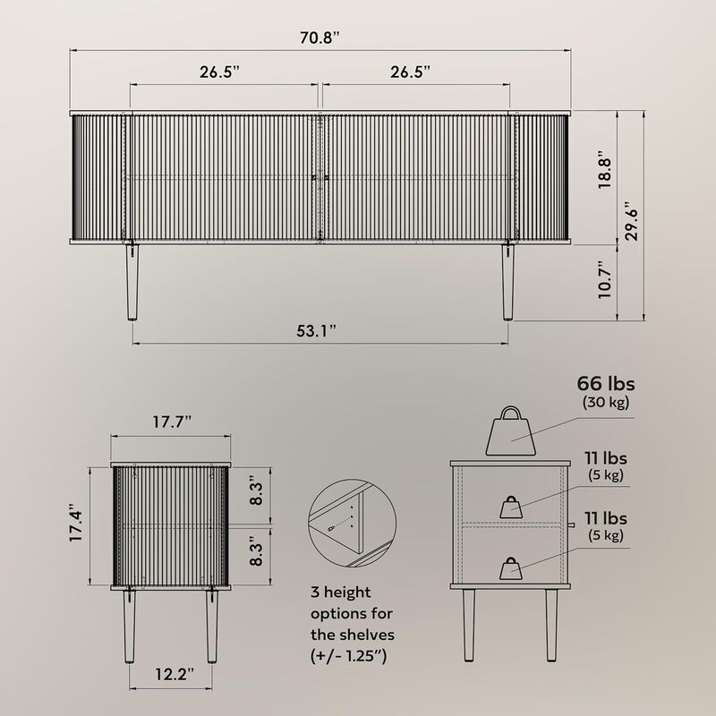 SLIDDO 71 Sideboard with sliding doors.