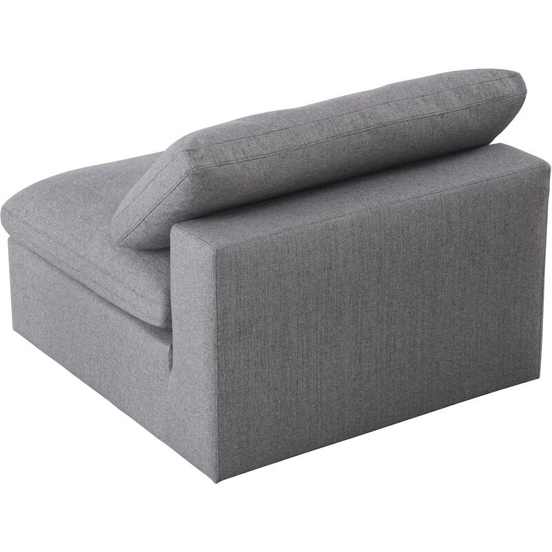 Meridian Furniture Serene Grey Linen Textured Fabric Deluxe Comfort Modular Armless Chair