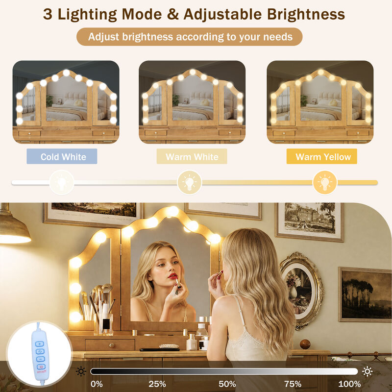 Merax Bohemian Hollywood LED Makeup Vanity Table image number 5