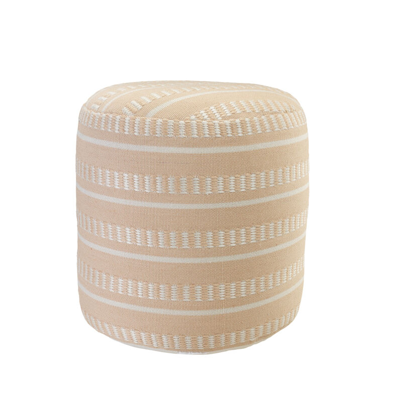Polyester Round Striped Indoor Outdoor Pouf Ottoman