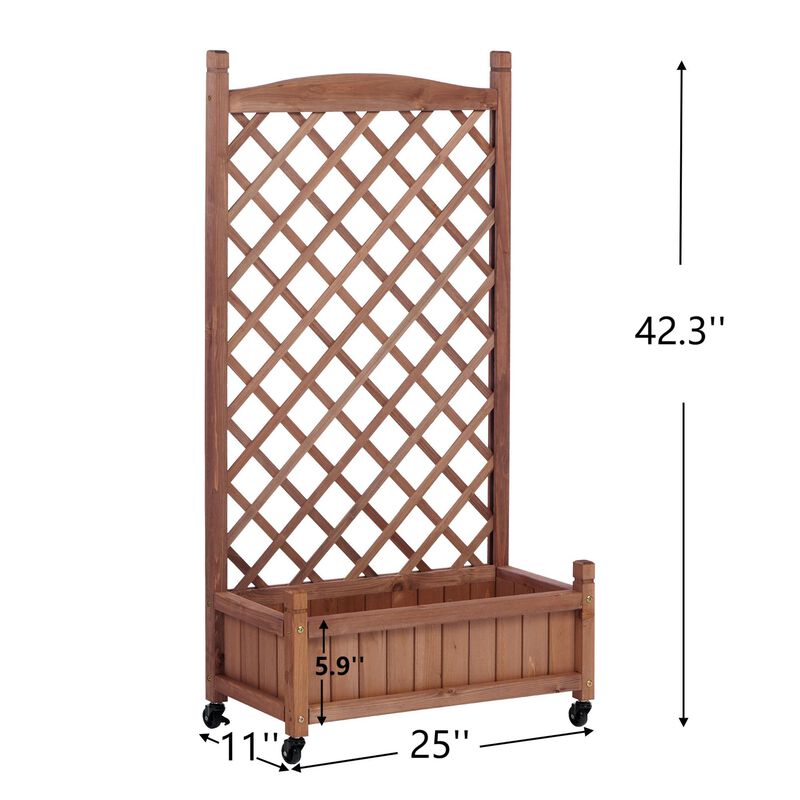 2 Pack Raised Garden Bed with Trellis, Outdoor Wooden Planter Box & Plant Stand with Climbing Racks image number 4