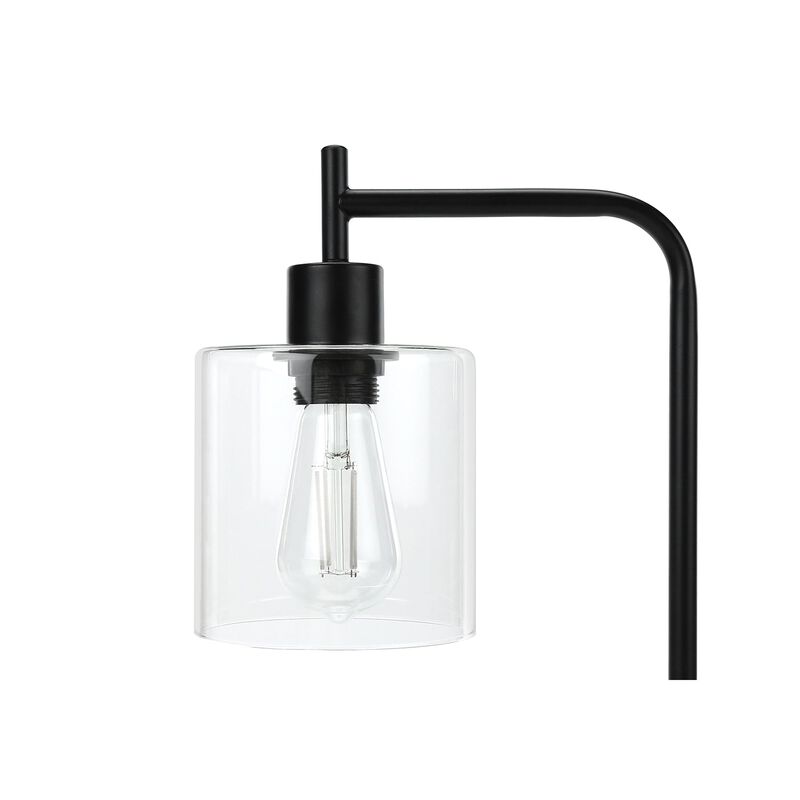 Monarch Specialties I 9637 - Lighting, 20"H, Table Lamp, Usb Port Included, Black Metal, Glass Shade, Modern