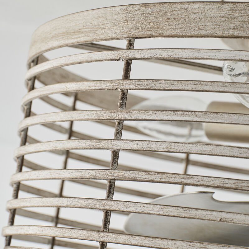 17.7" Modern Distressed Wood Metal Reversible 6-Speed Ceiling Fan with Light and Remote image number 8