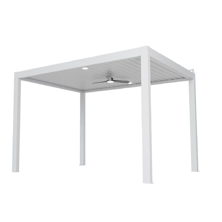 Mondawe 10x13ft Solar-Power Aluminum Pergola, Featuring Intelligent Illumination & Adjustable Canopy