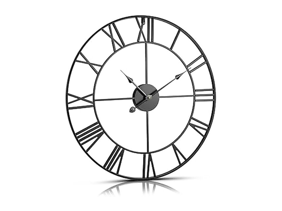 VEVOR Large Wall Clock 24 Inch Roman Numerals Battery Operated Non Ticking Decor