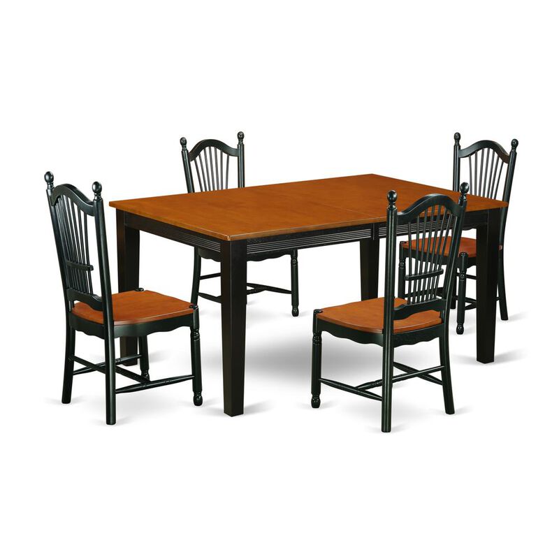 East West Furniture Dining Room Set Black & Cherry, QUDO5-BCH-W
