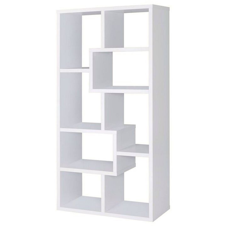 Mesmerizing Multiple Cubed Rectangular Bookcase, White- Benzara