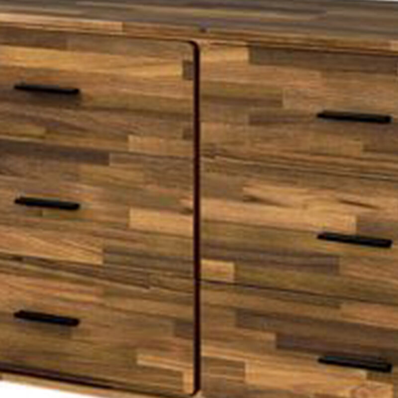 Dresser with 6 Drawers and Butcher Block Pattern, Brown
