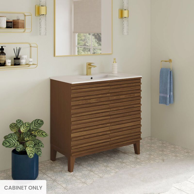 Cascade 30" Freestanding Bathroom Vanity Cabinet without Top in Brown Oak image number 1