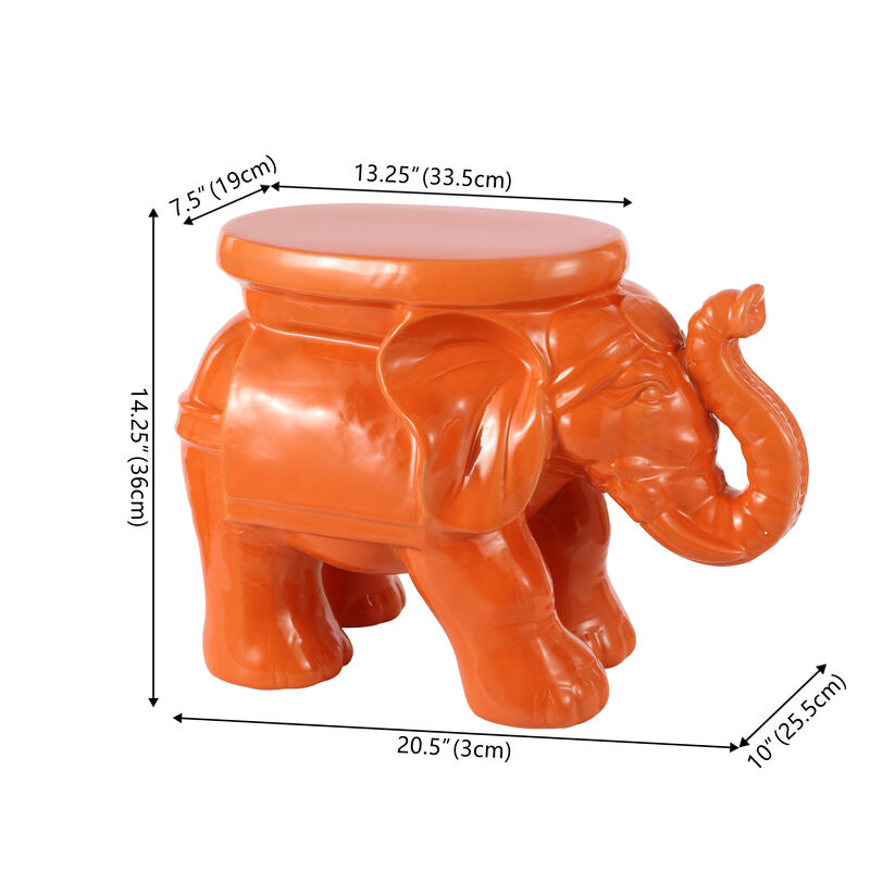 White Elephant Ceramic Garden Stool