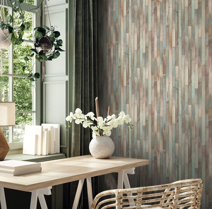 The Woods and Wicker Wood optics Green Wallpaper 45736
