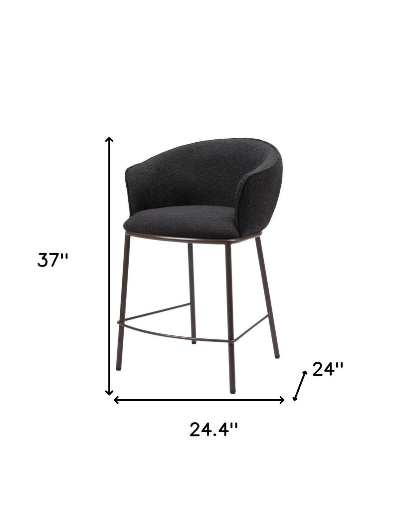 HomeRoots 26" Black and Bronze Shearling and Steel Counter Height Bar Chair image number 5