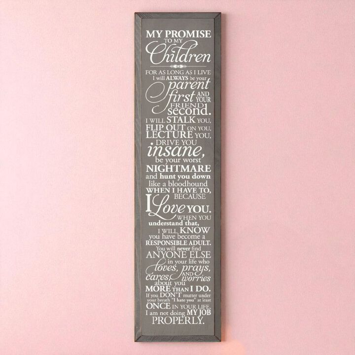 Parent Promise Wood Sign Inspirational Family Quote Rustic Home Wall Decor