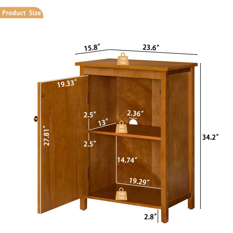 Citfet 34.2" Tall Mid‑Century Modern Accent Storage Cabinet image number 9