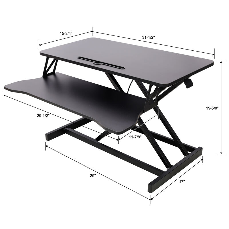 GOODSILO Ergonomic Adjustable Height Standing Desk Converter with Keyboard Tray for Home Office Workstations and Computer Monitors image number 2