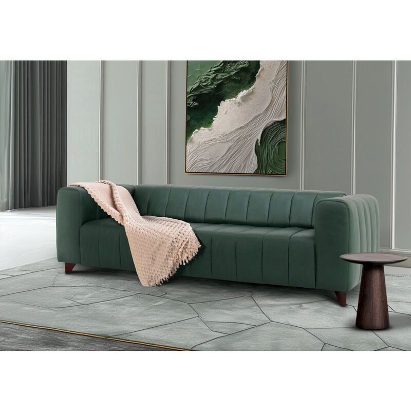 Crafters and Weavers Octavia Top Grain Leather Sofa Green