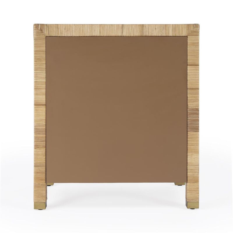 Butler Specialty Corfu 3 Drawer Rattan Nightstand, Natural and White image number 7