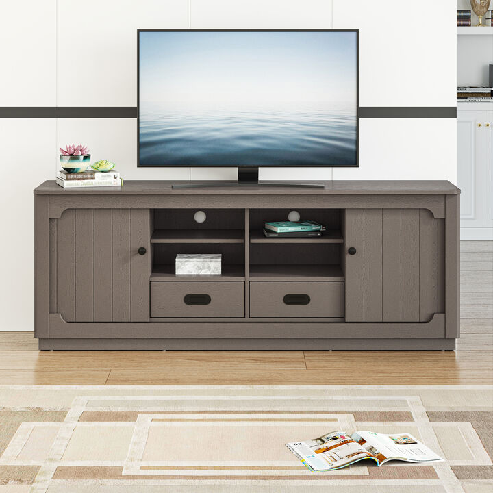 FESTIVO Modern TV Stand with Sliding Doors and 2 Drawers for TVs Up to 70"