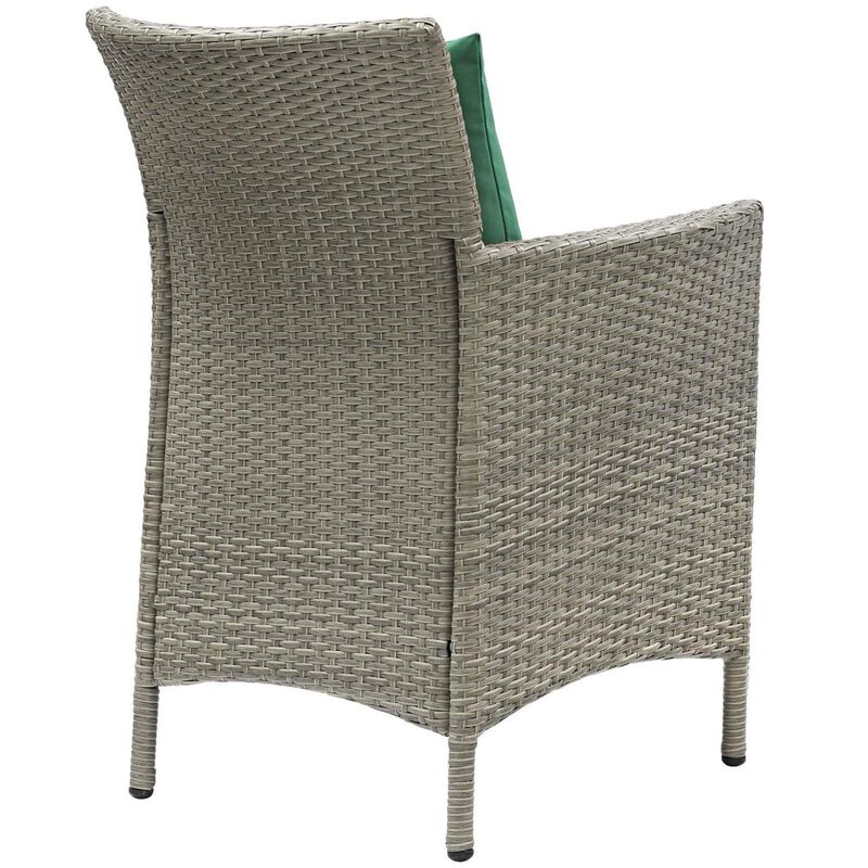 Modway Conduit 34.5" Rattan Patio Dining Armchair in Gray & Green(Set of 2)