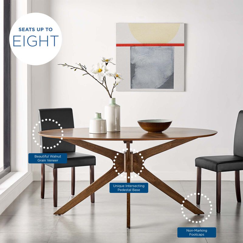 Modway - Crossroads 63" Oval Wood Dining Table Walnut image number 7