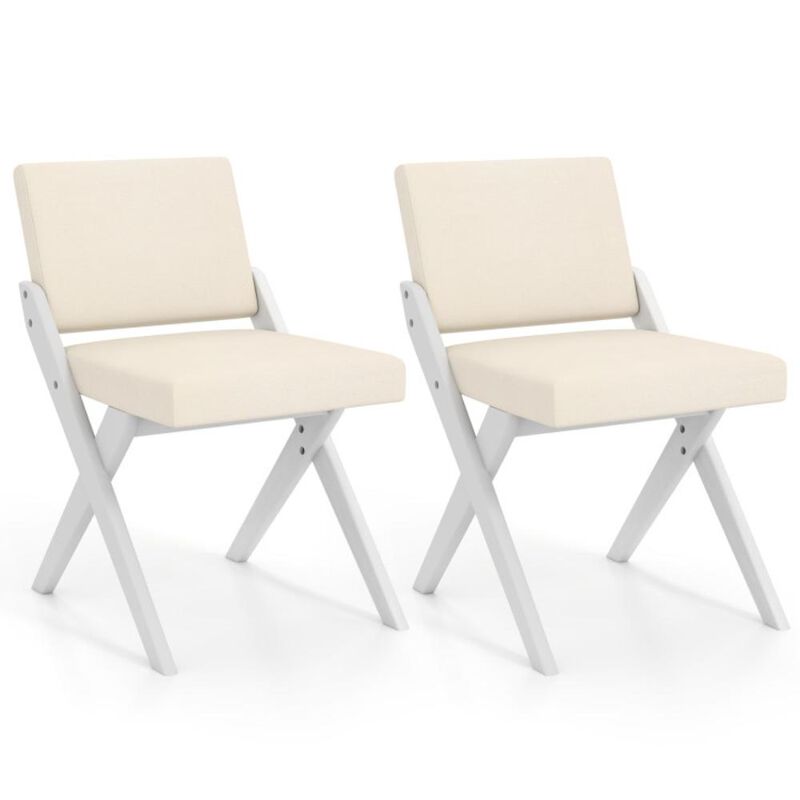 Hivvago Wooden Dining Chairs of 2 with Rubber Wood Frame and Padded Cushions