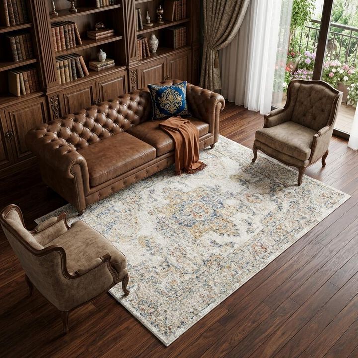 HomeRoots 8' X 10' Gray Oriental Power Loom Washable Area Rug