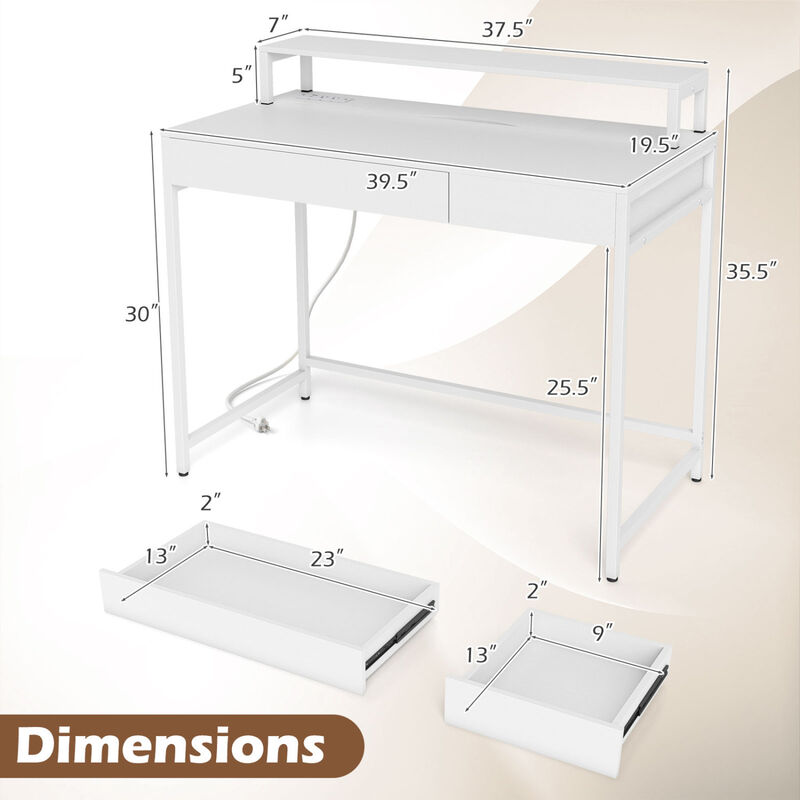 Space Saving Computer Desk with Adjustable Monitor Shelf and Multifunction Drawer Storage for Office image number 2